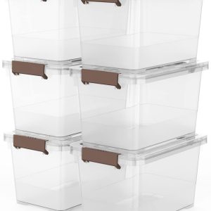 6-Pack Transparent 7-Quart Storage Boxes/Organizers with Locks
