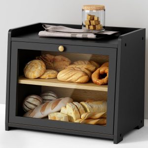 Black Bread Box, Wooden Farmhouse Style