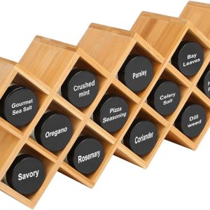 Bamboo Spice Rack, Four-Tier Countertop Storage Rack, Cross-Style Structure