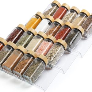 Four-Layer Acrylic Spice Drawer Organizer, Expandable from 9 to 18 Inches