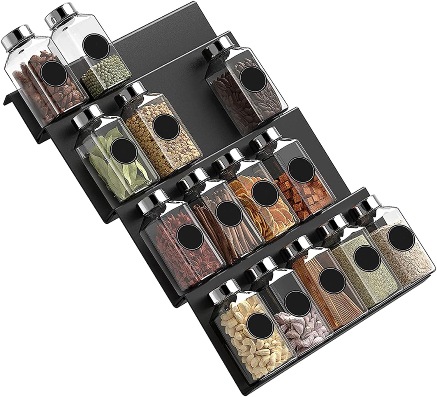 Four-Bottle Spice Rack with Drawer, Acrylic Material
