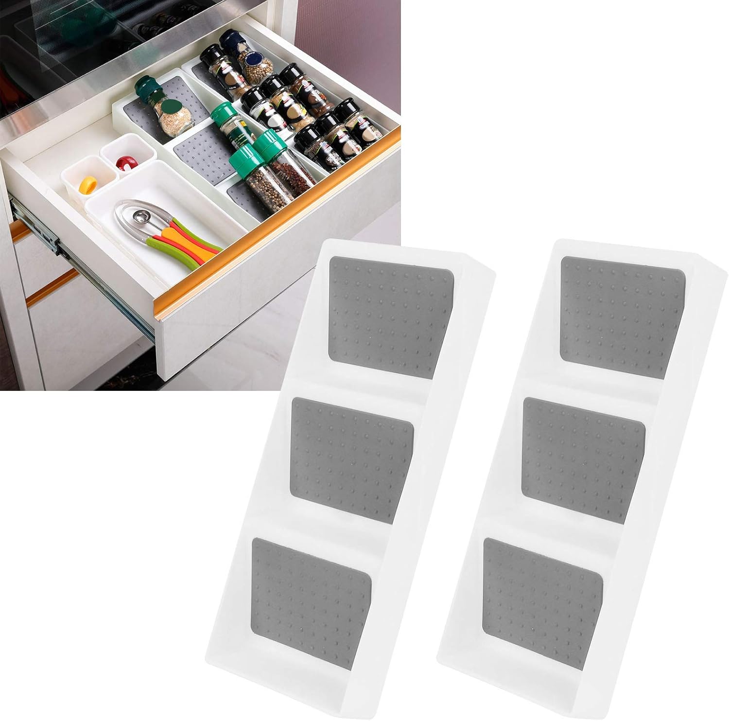 Two-Piece Drawer-Type Three-Tier Spice and Medicine Bottle Rack/Tray