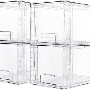 4-Piece Stackable Storage Drawers, Acrylic