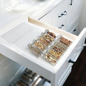Spice Rack for Drawers, 4-Piece Set, Expandable from 11 to 22 Inches