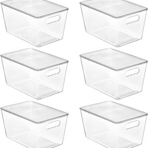 6-Pack Transparent Stackable Storage Boxes with Handles (Large)
